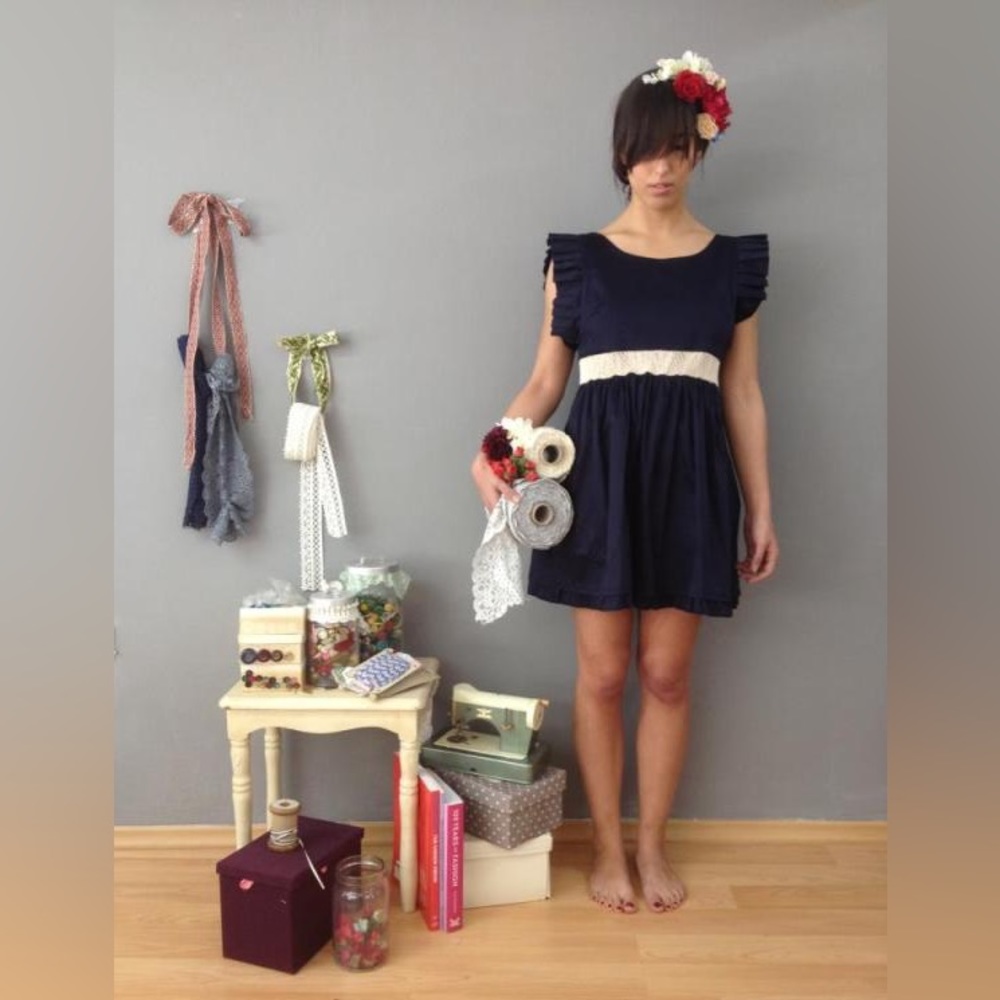 Madame Shou Shou Navy Blue mini summer dress